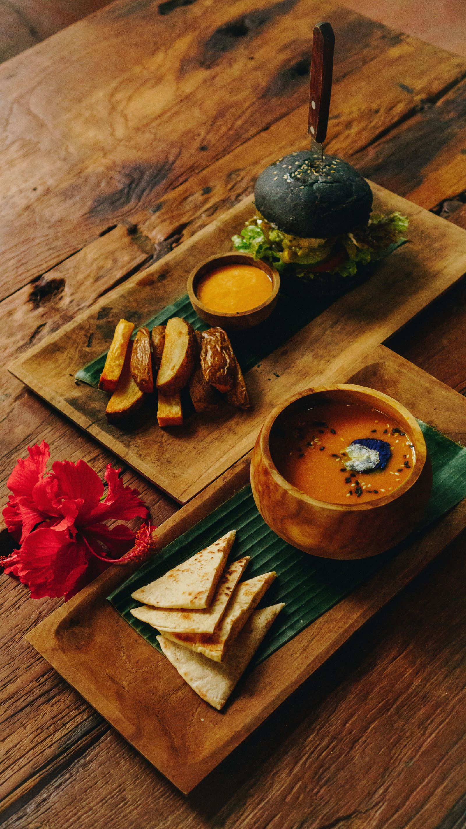 Freshly prepared food served at a restaurant in Ubud Bali