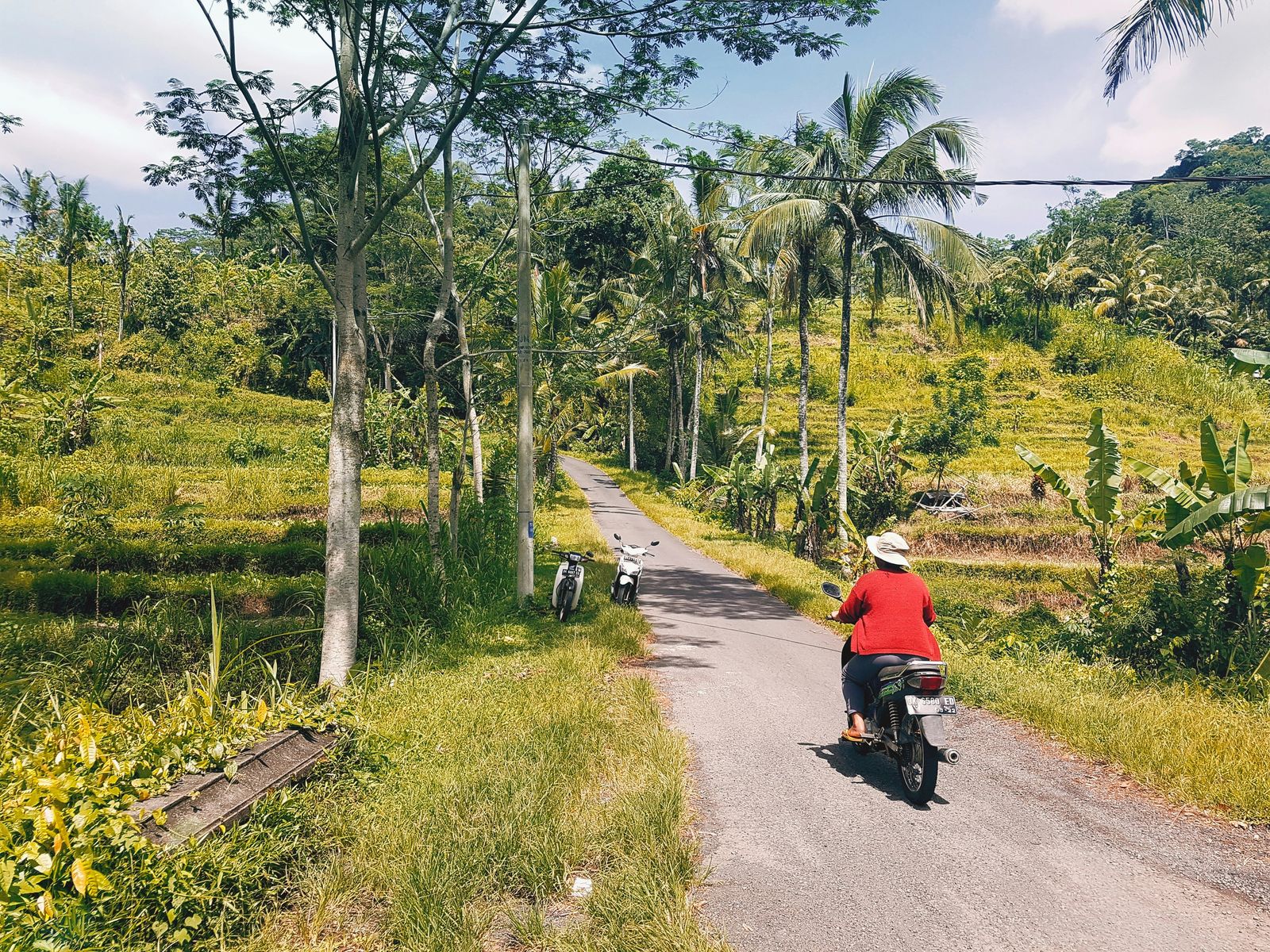 Scooter rider on a road in Bali