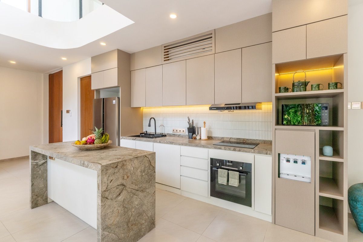 Modern kitchen inside Hubuddha three bedroom villa in Ubud