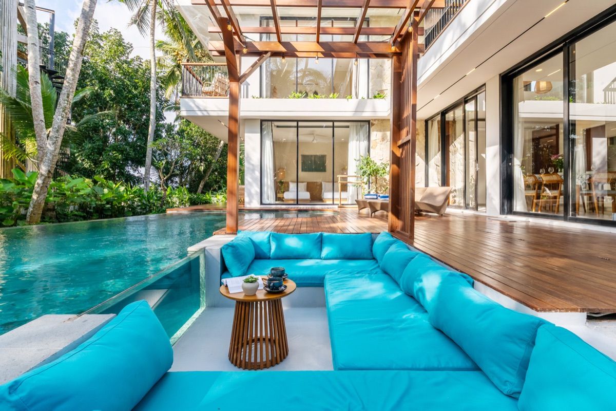 Hubuddha three bedroom villa pool with gazebo and tropical garden