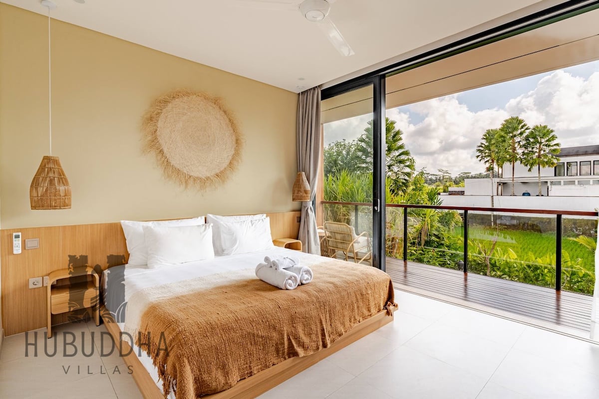 Second bedroom with garden view at Hubuddha Two Bedroom Villa Ubud Bali